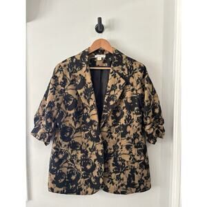 Coldwater Creek Blazer Jacket Womens 14-16 Abstract Taupe Black